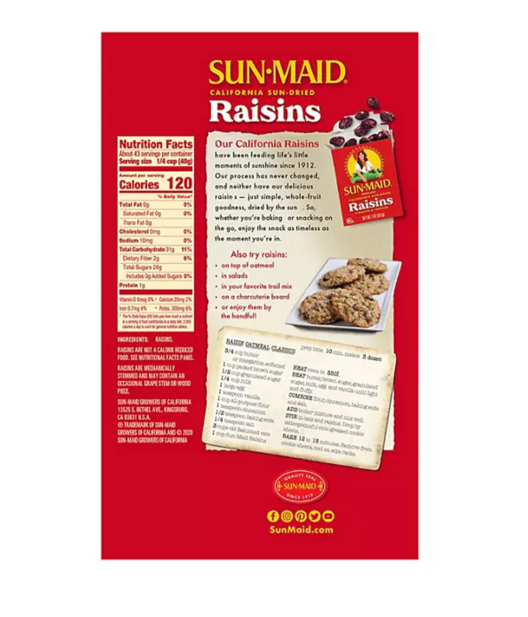 Sun-Maid California Sun-Dried Raisins (30 oz., 2 ct.)